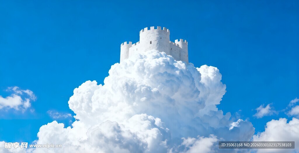 蓝天之上的蓬松大云朵