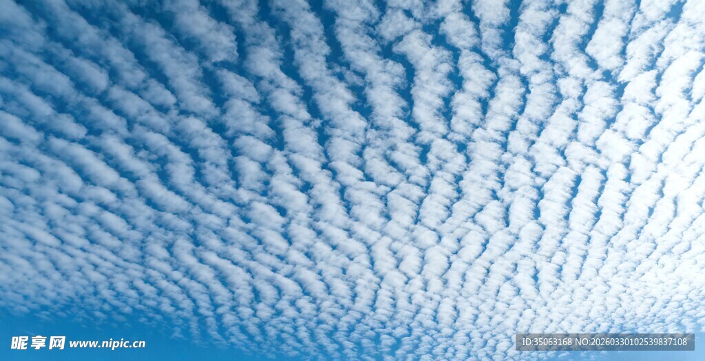 蓝天中的絮状云朵