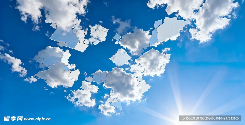 蓝天暖阳飘浮的洁白云朵