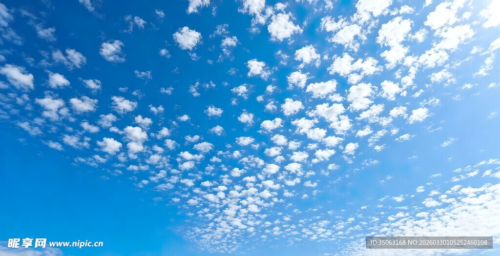 蓝天飘浮的蓬松白云