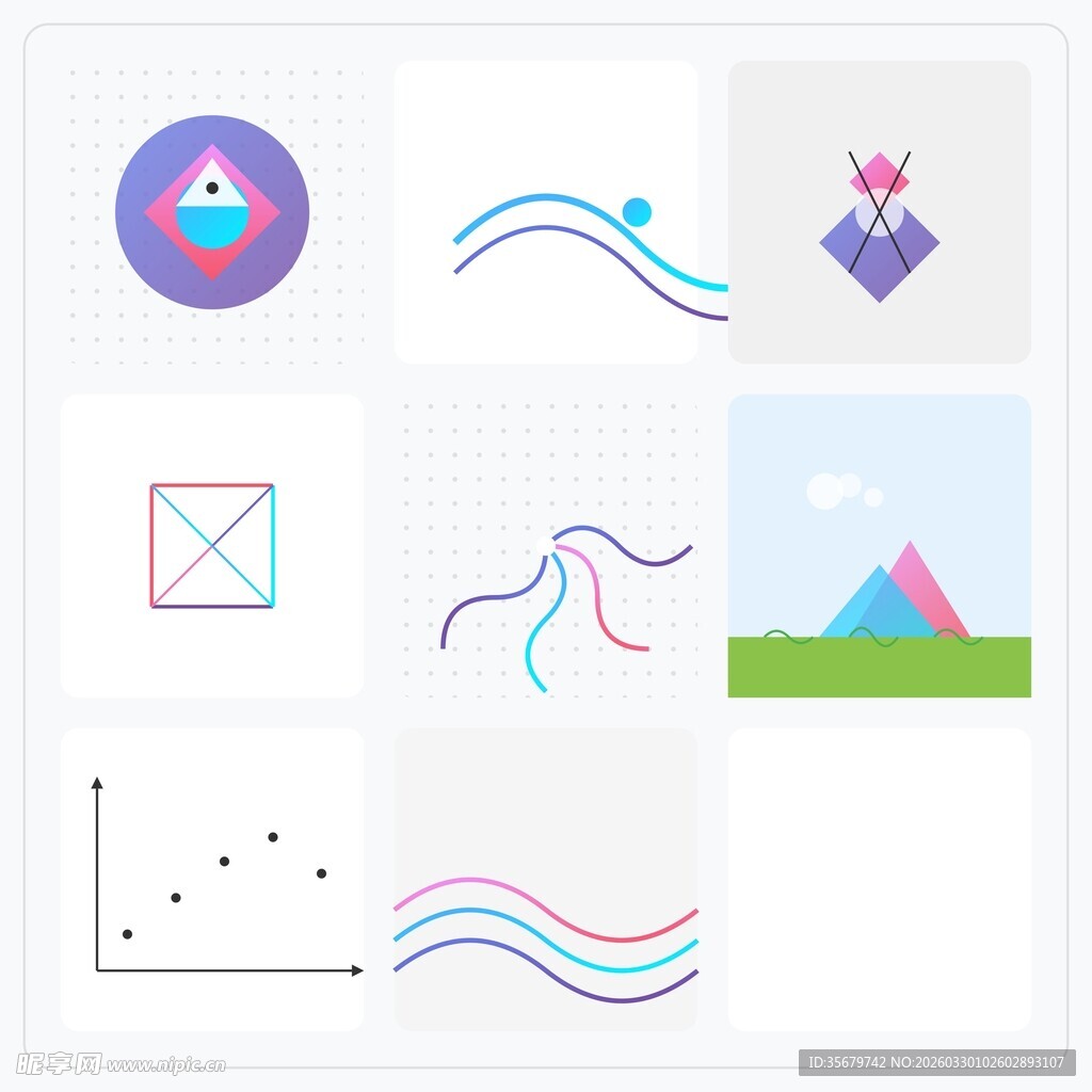 简约几何图形与线条图标集
