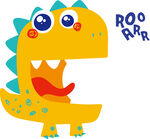 可爱黄色小恐龙吼叫