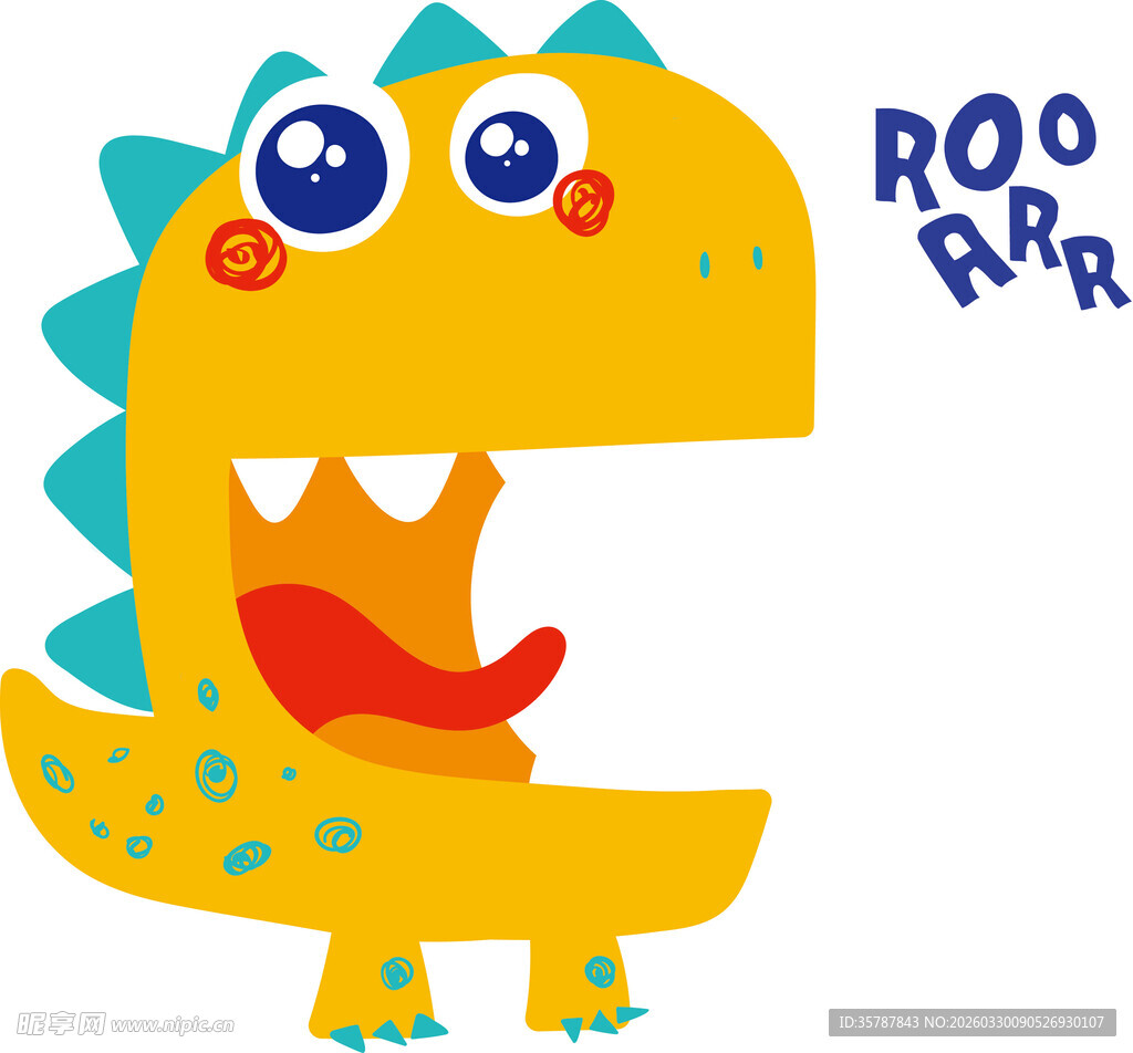 可爱黄色小恐龙吼叫