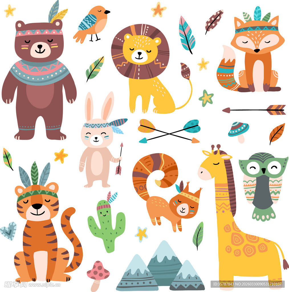 可爱动物卡通图案集合