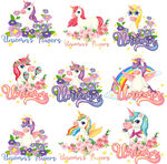 可爱独角兽插画图案集合