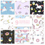 梦幻独角兽等卡通图案集合