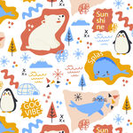 冬日极地动物欢乐图案