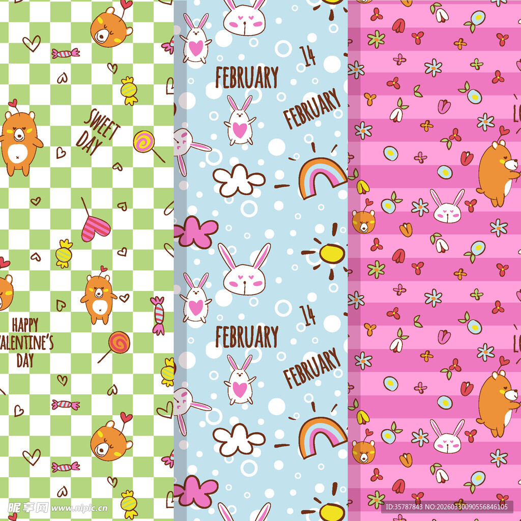 可爱卡通图案儿童布料纹理