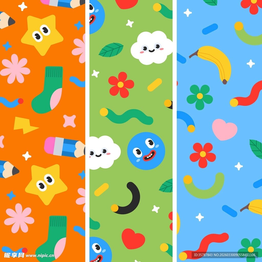 多彩卡通纹饰图案