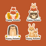 秋季可爱动物贴纸