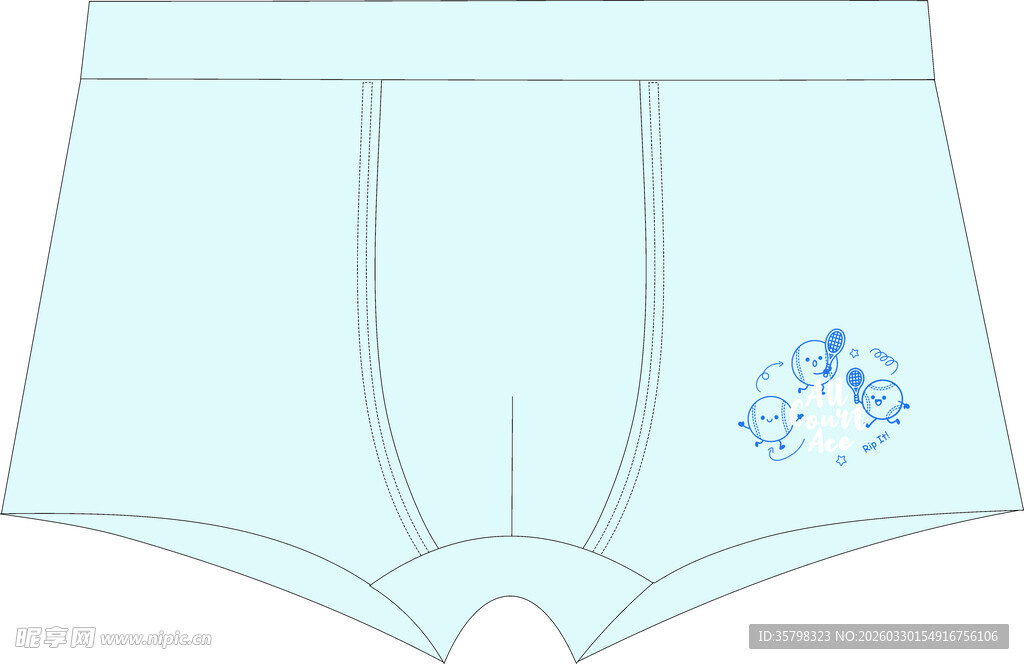 浅蓝色印花男士平角内裤