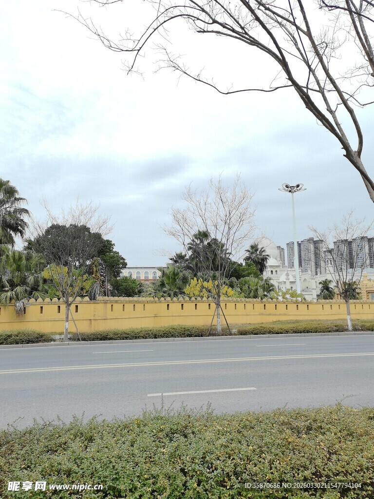 城市路边的开阔景致