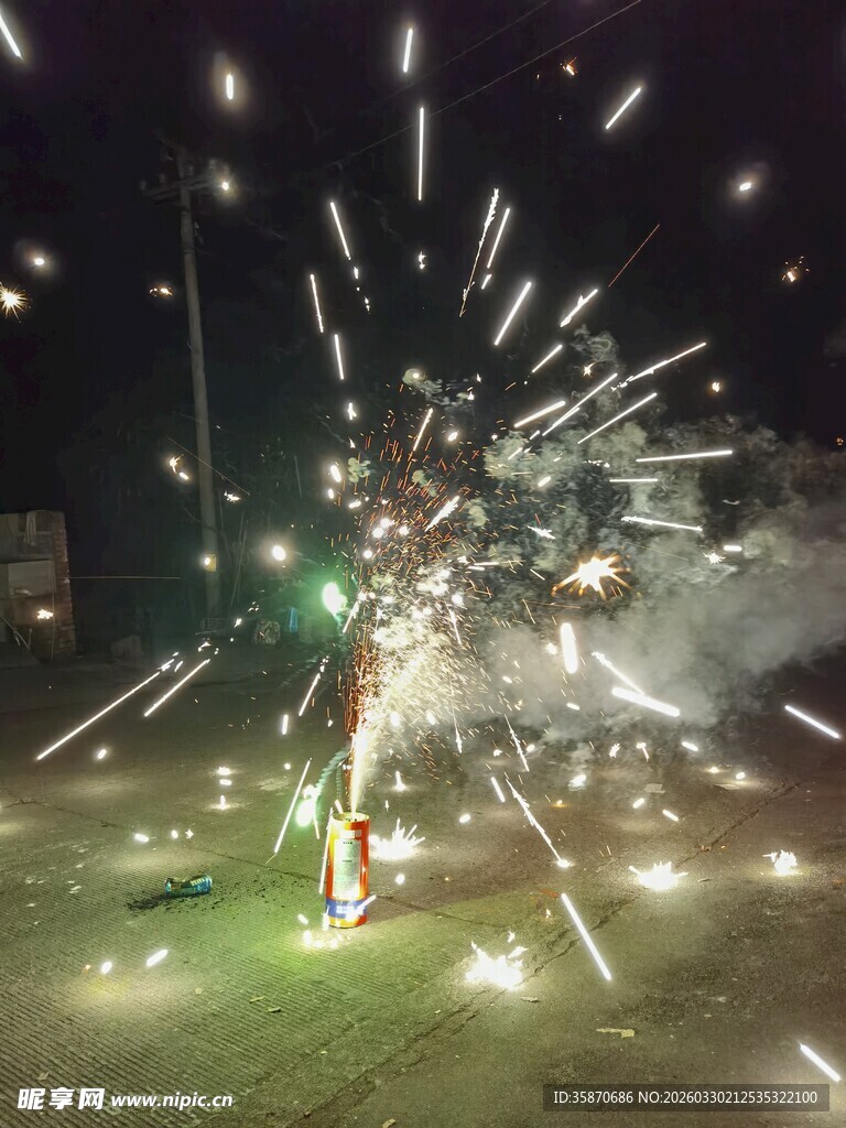 夜空中绚烂的烟花绽放