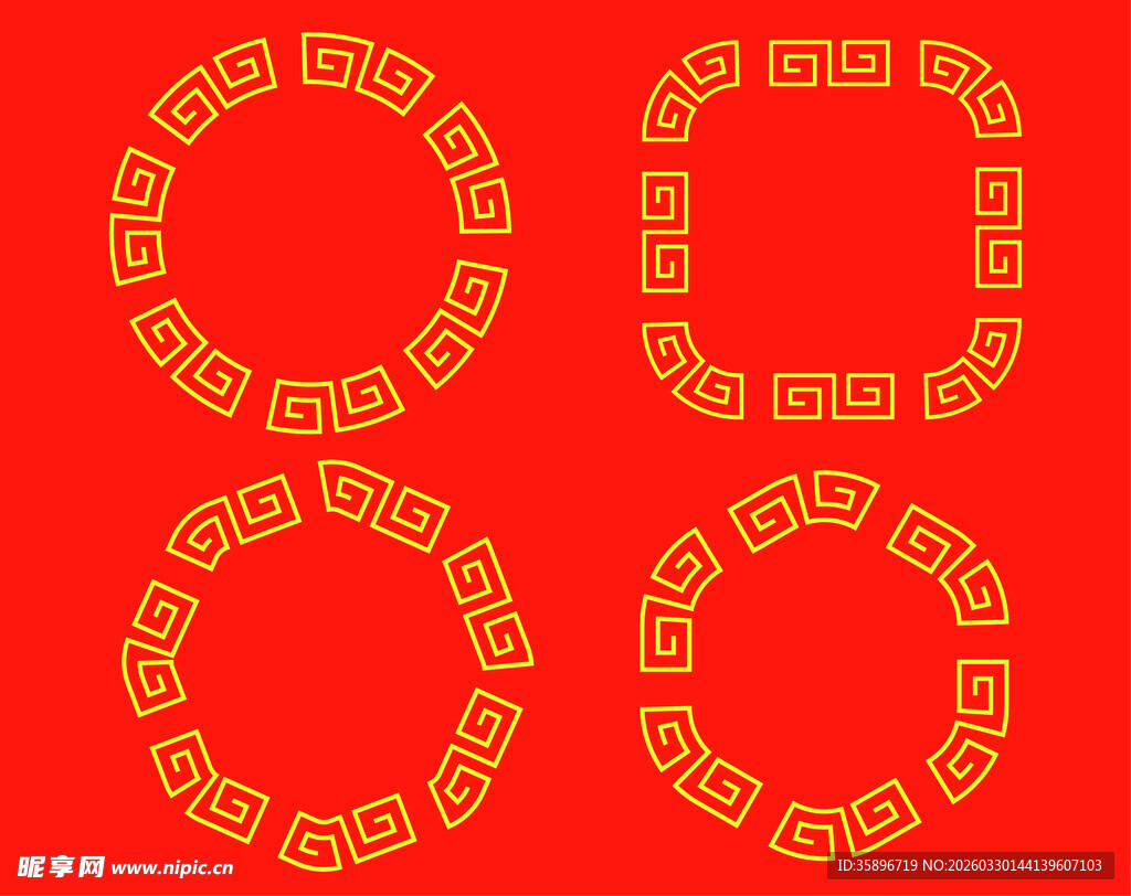 中式红色几何花纹图案