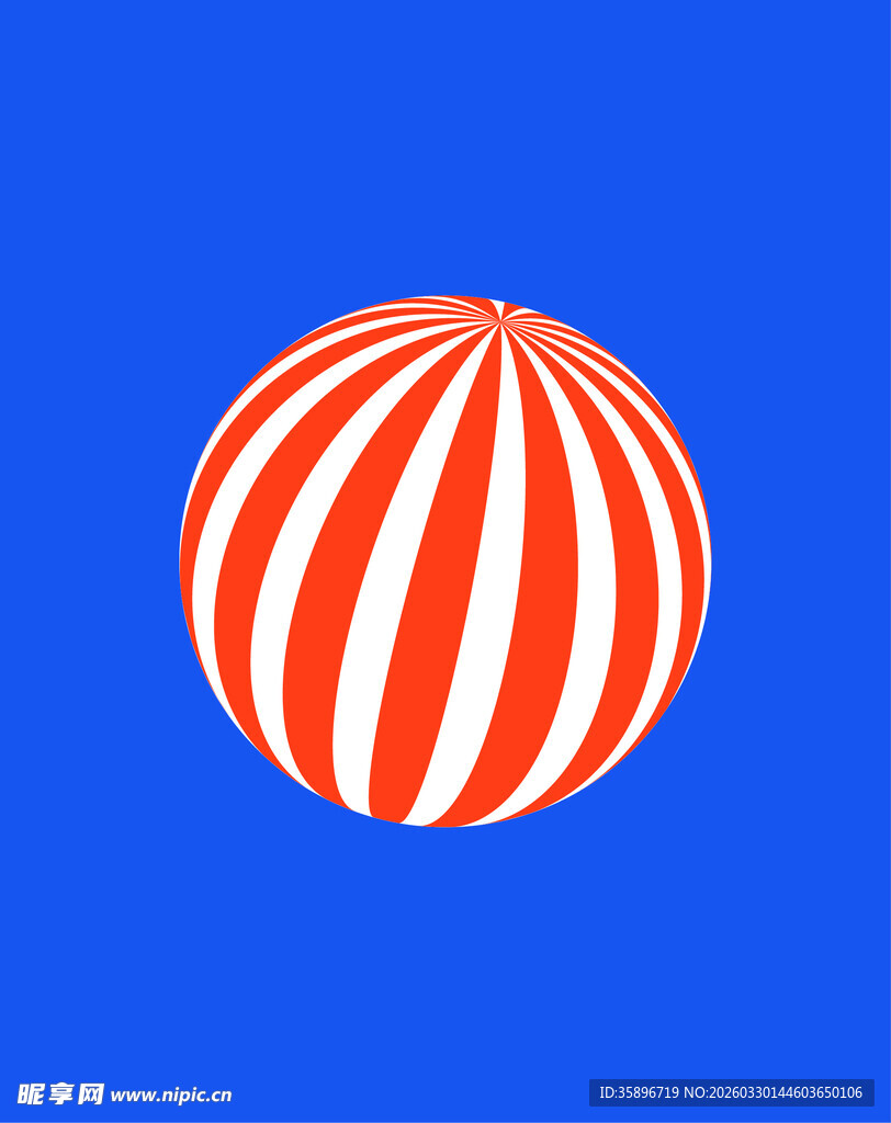 红蓝条纹圆球