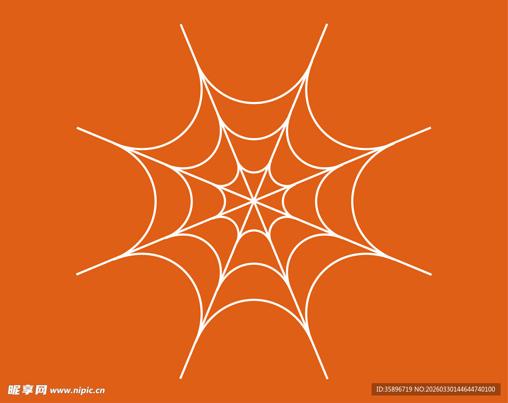 橙色背景上的简约蜘蛛网