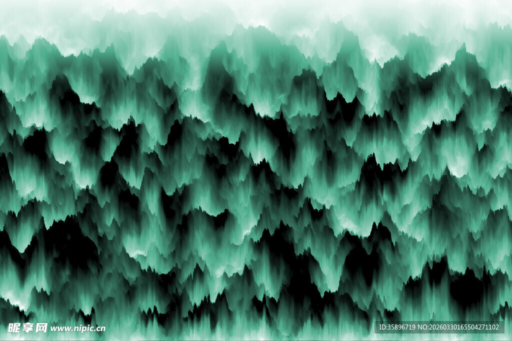 墨绿山峦水彩抽象画