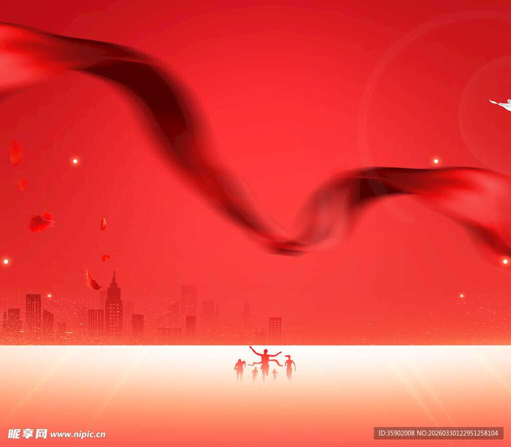 红色飘带喜庆背景画面