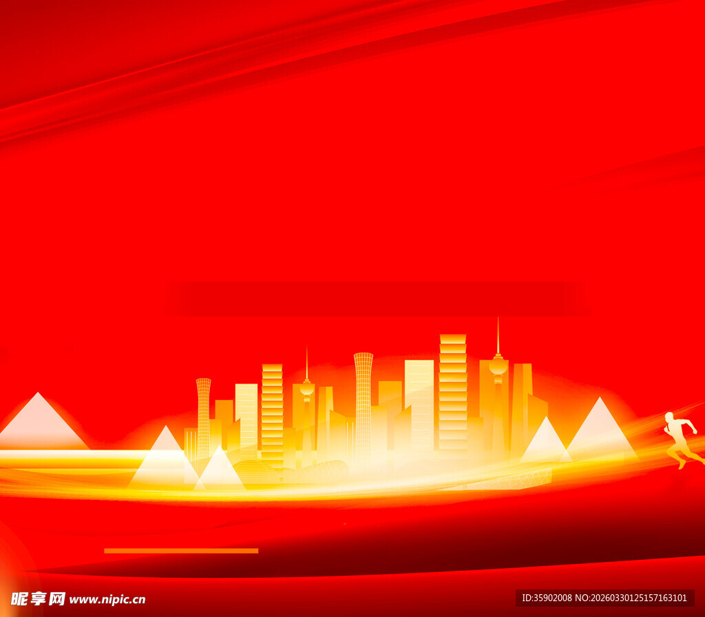 红色城市夜景科技风背景