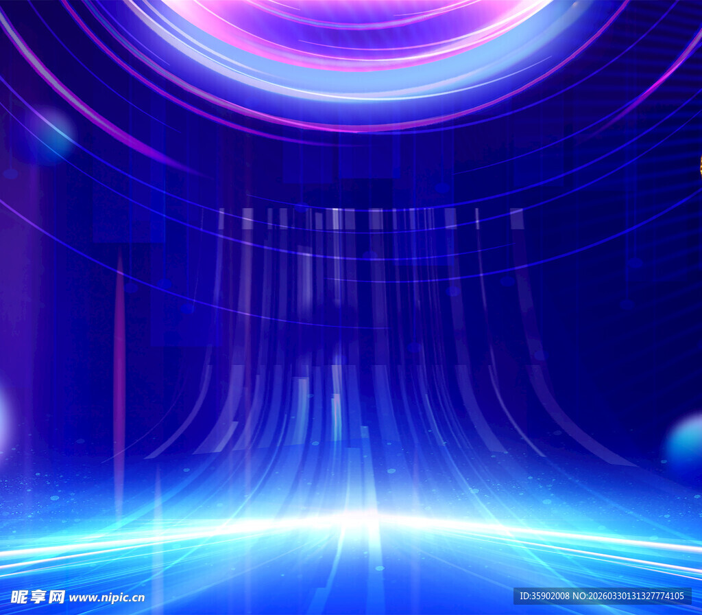 梦幻科技感蓝色光效背景