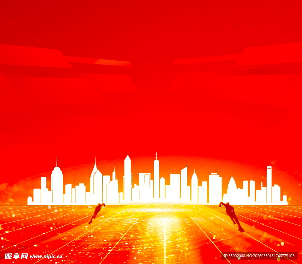 红色都市夜景璀璨画面