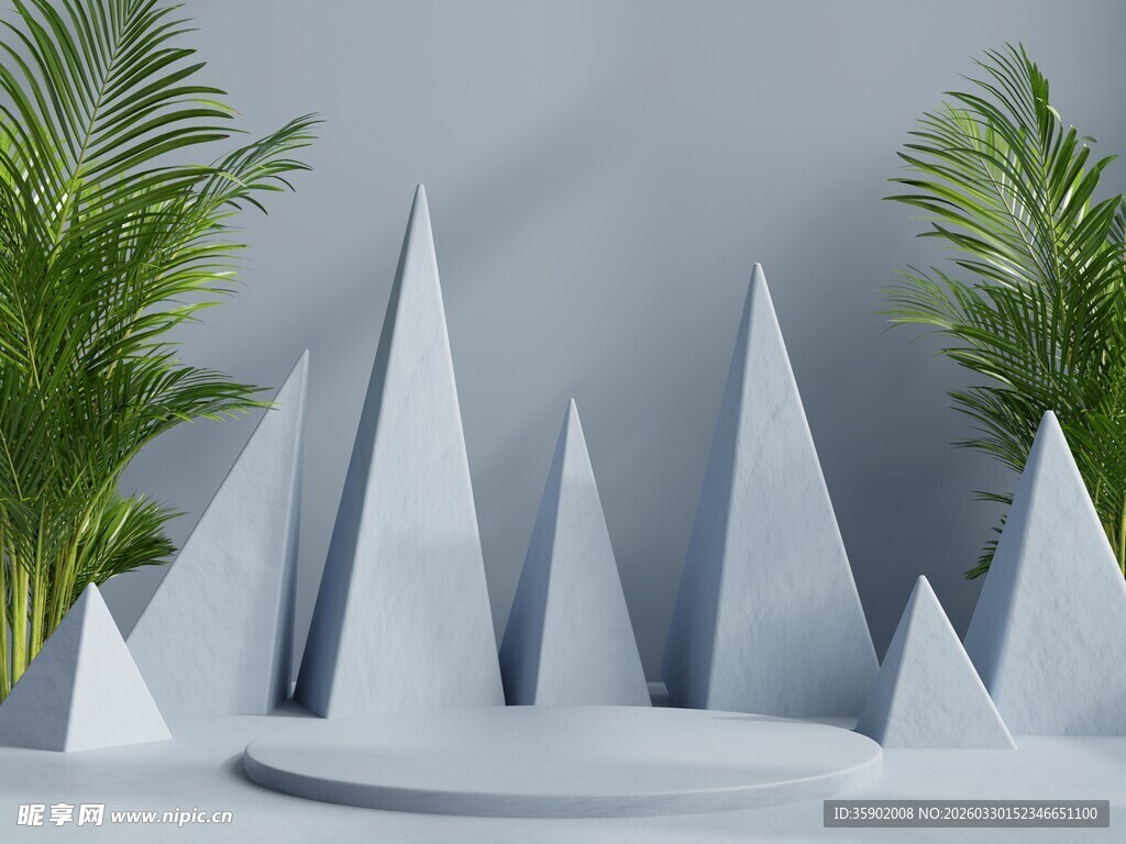 简约几何景观与绿植组合