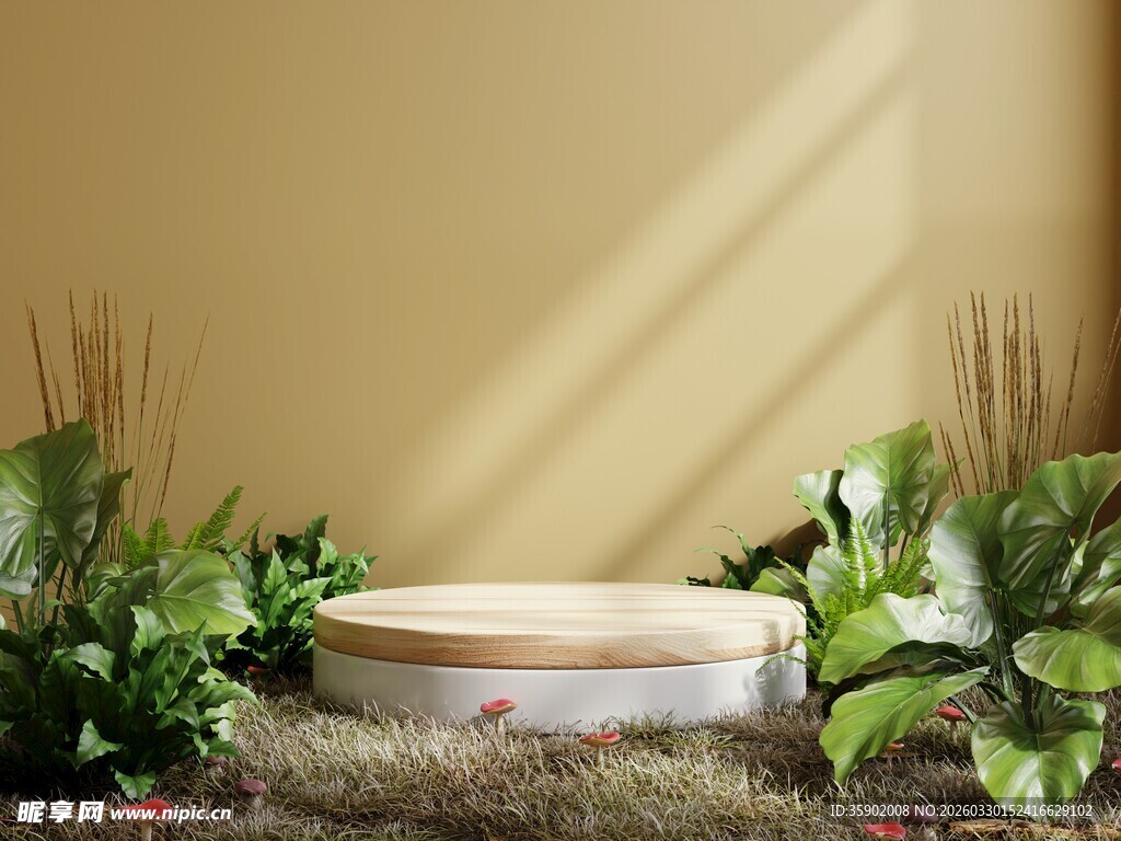 中式绿植环绕的雅致瓷盘