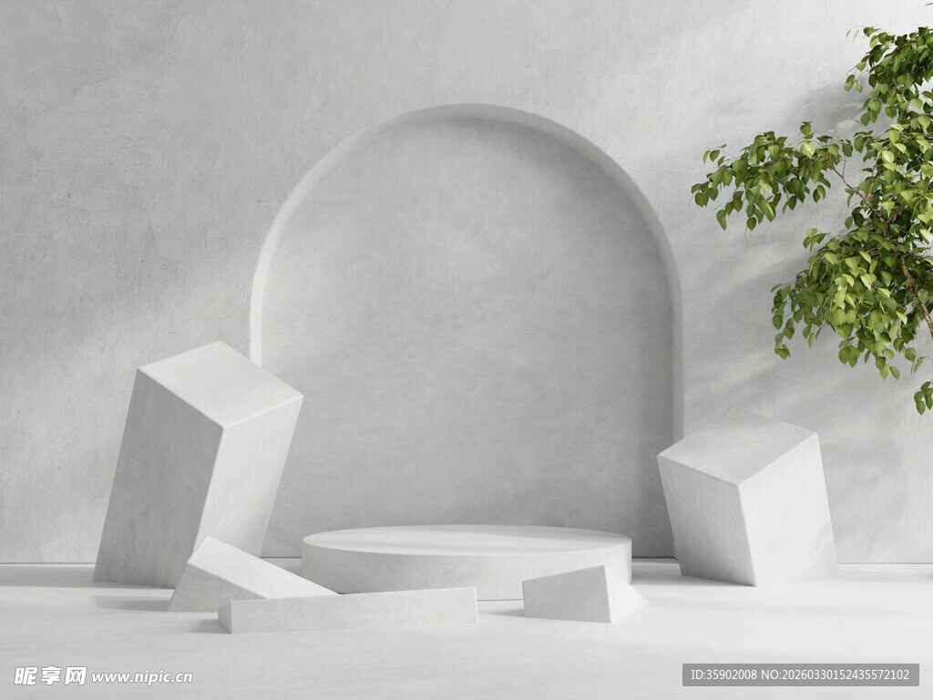 简约白色几何场景展示