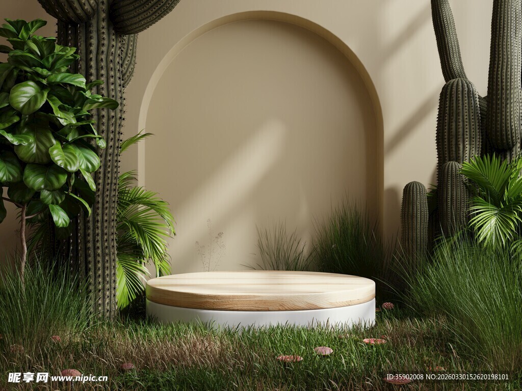 户外绿植环绕的圆形座椅