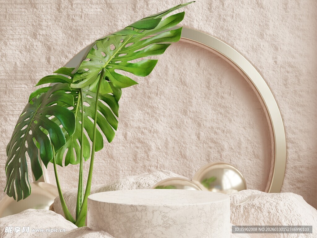 龟背叶装饰的简约室内摆件