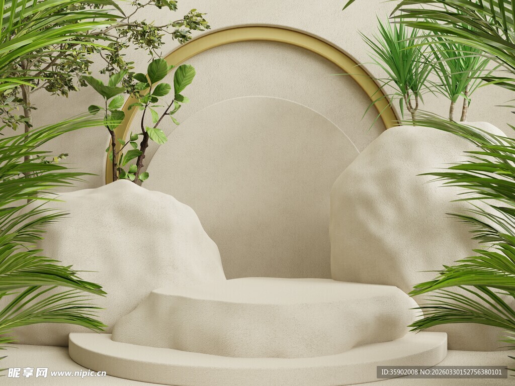 简约绿植环绕的室内景观