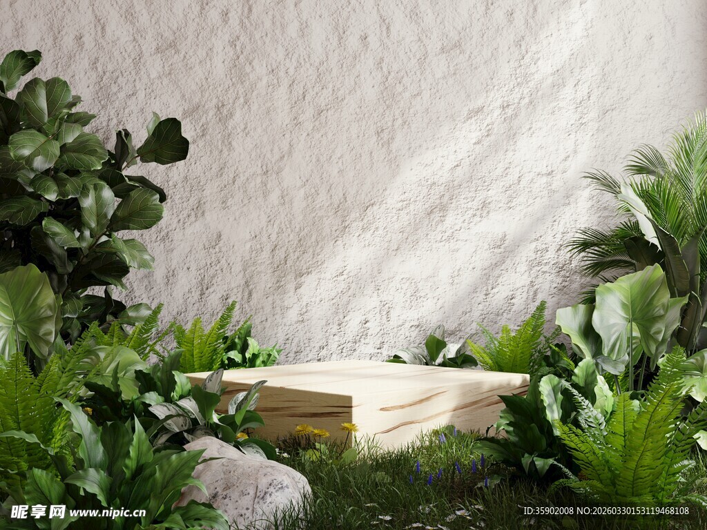 自然风庭院绿植景观石凳