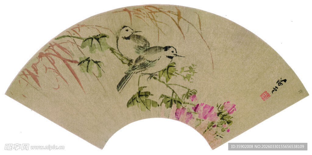 花鸟扇面古韵雅致之美