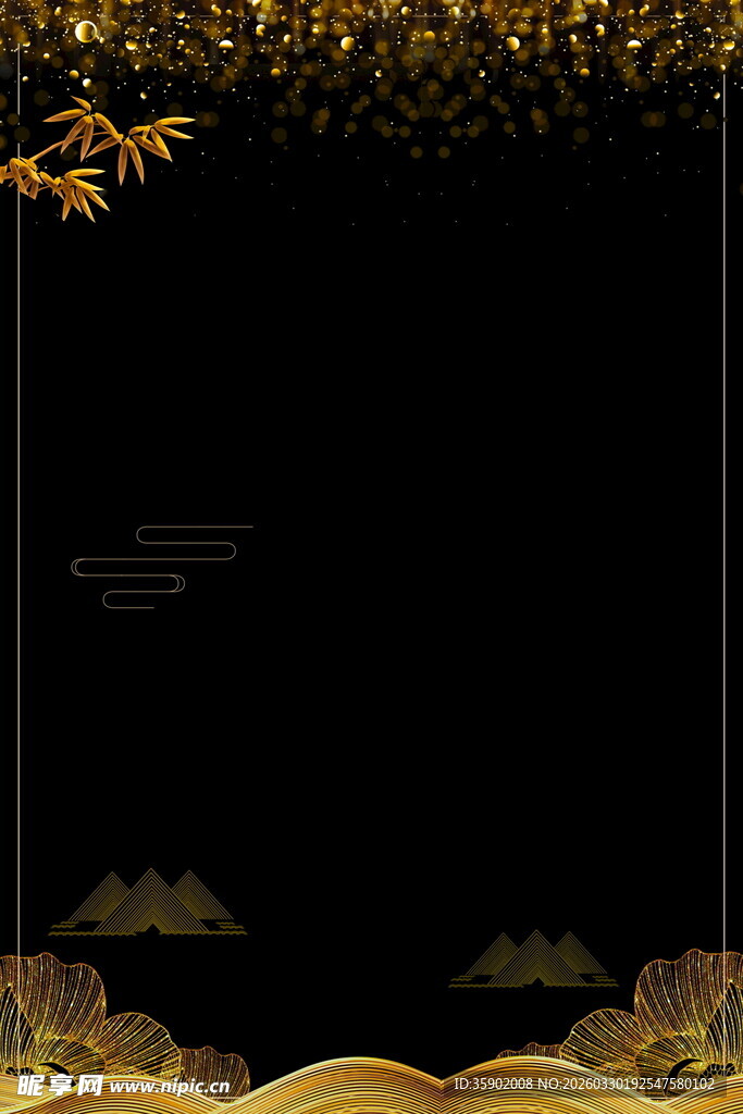 黑金风中式山水背景图
