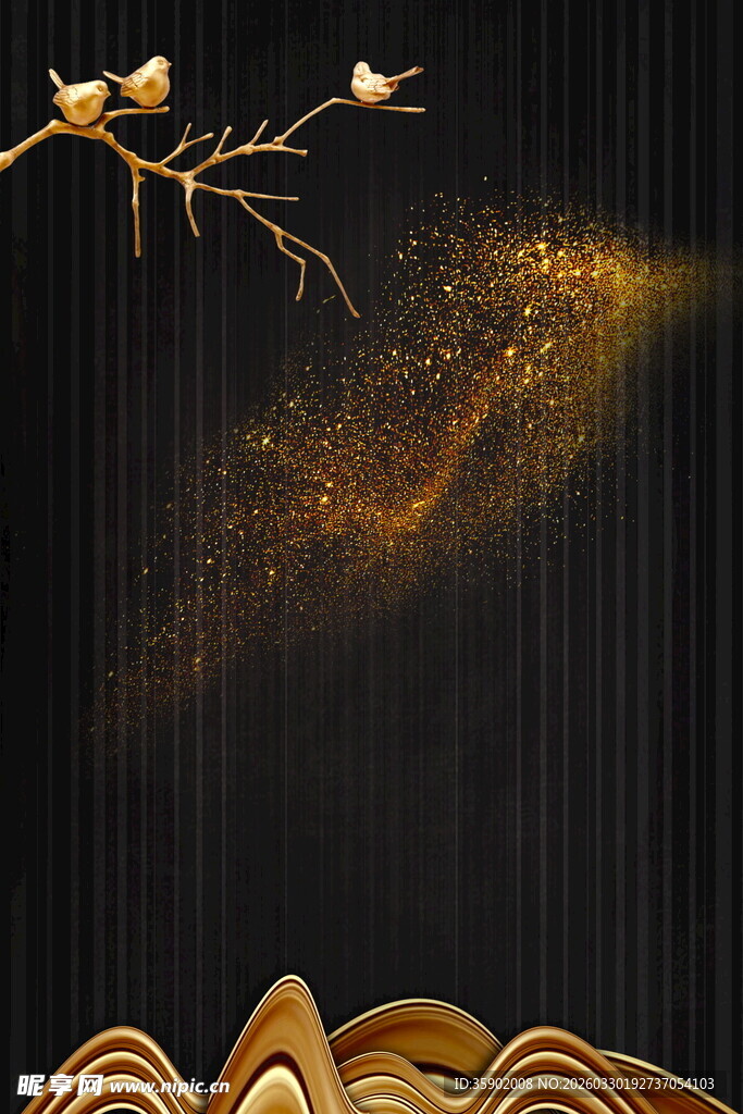 金枝栖鸟中式典雅图景