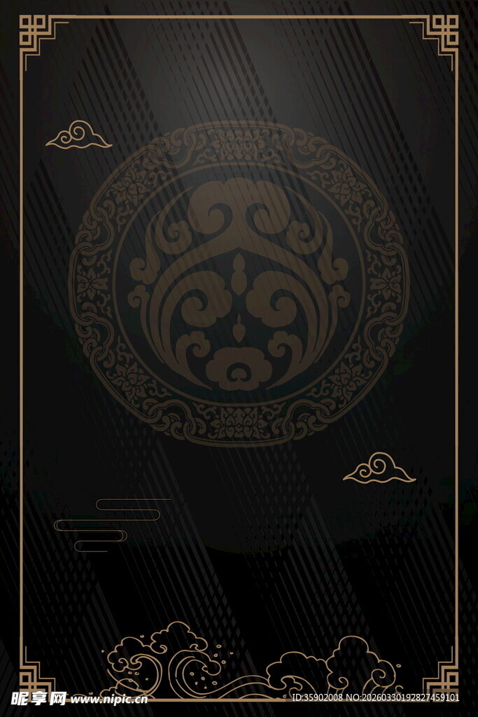 中式黑金古典花纹装饰图