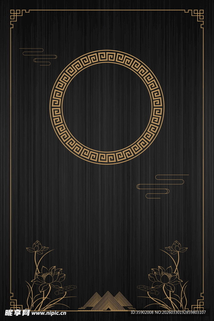 黑金中式边框背景图