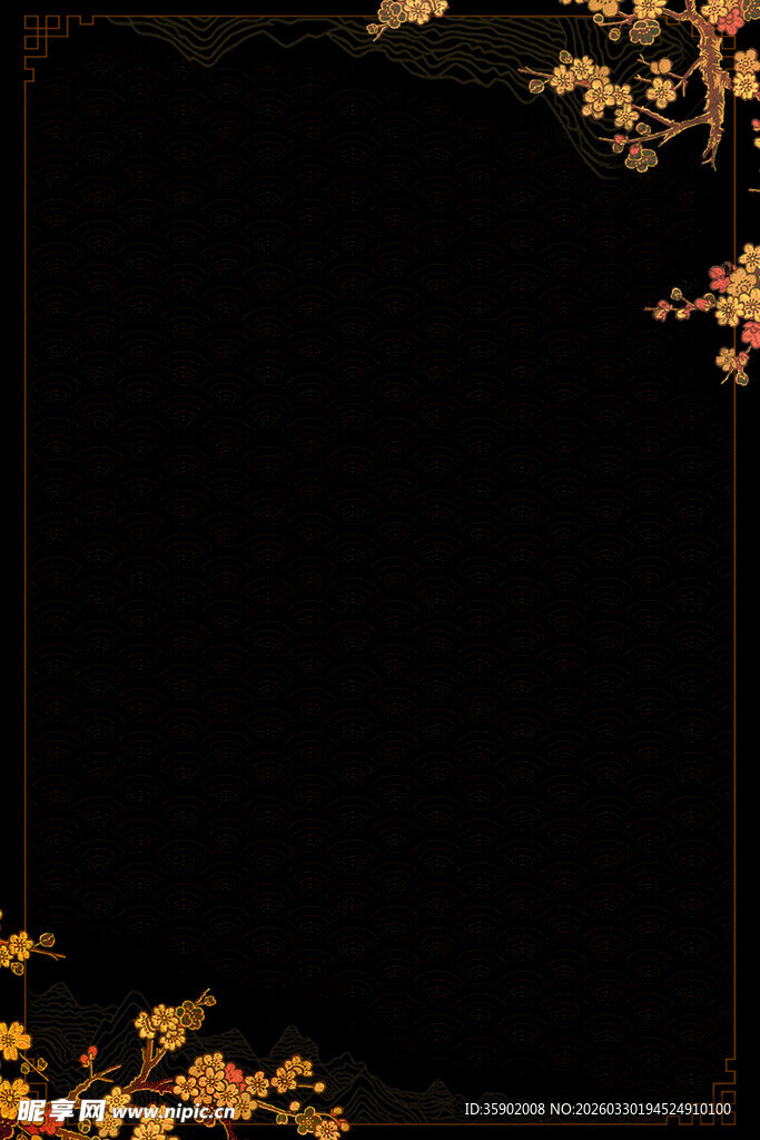 黑金花卉边框背景图