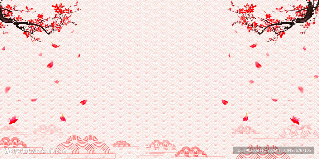 粉色樱花飘落背景图