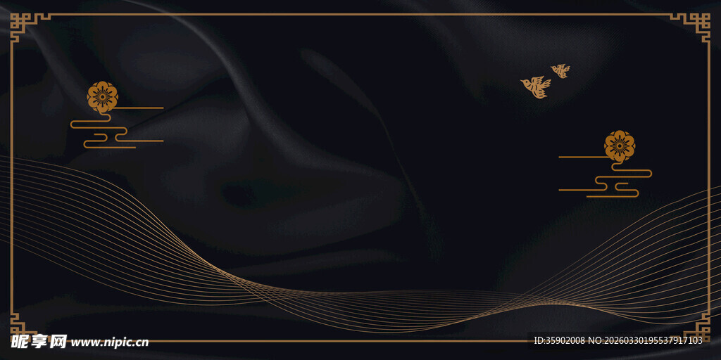 黑金风格抽象曲线背景图