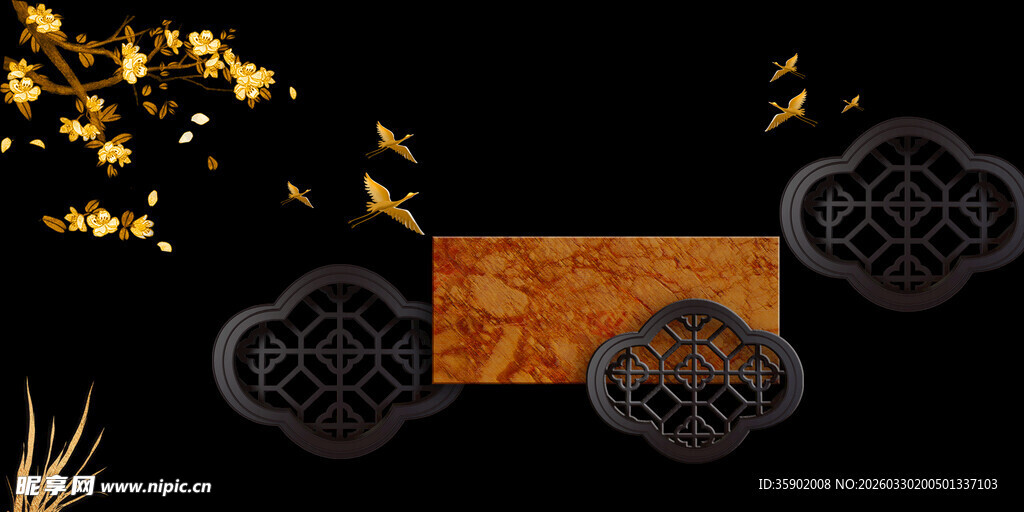 中式黑金风装饰图案背景