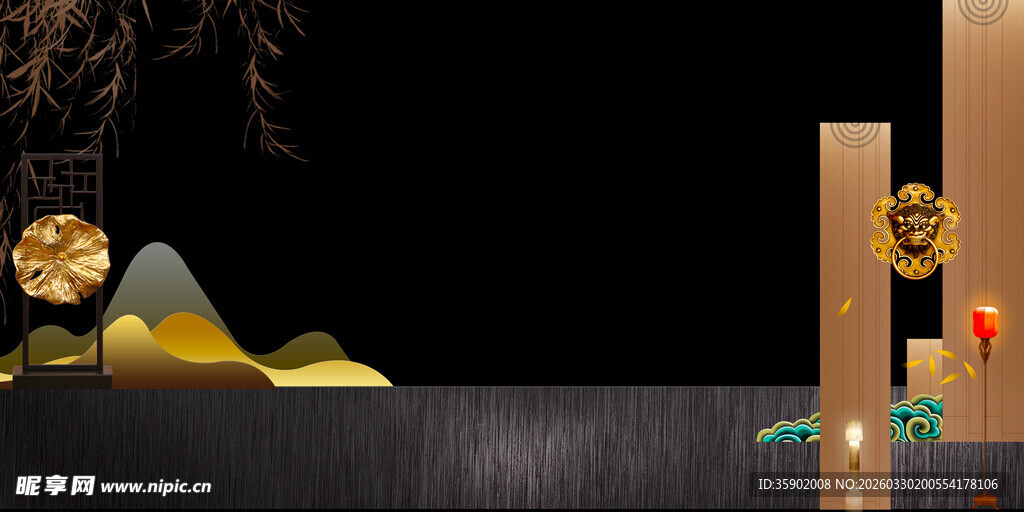 中式山水风创意场景布置