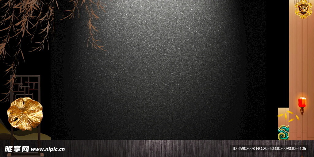 中式黑金背景装饰图