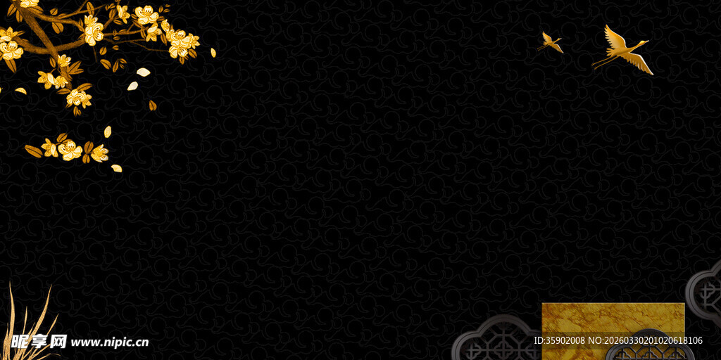 金色中式元素装饰画面