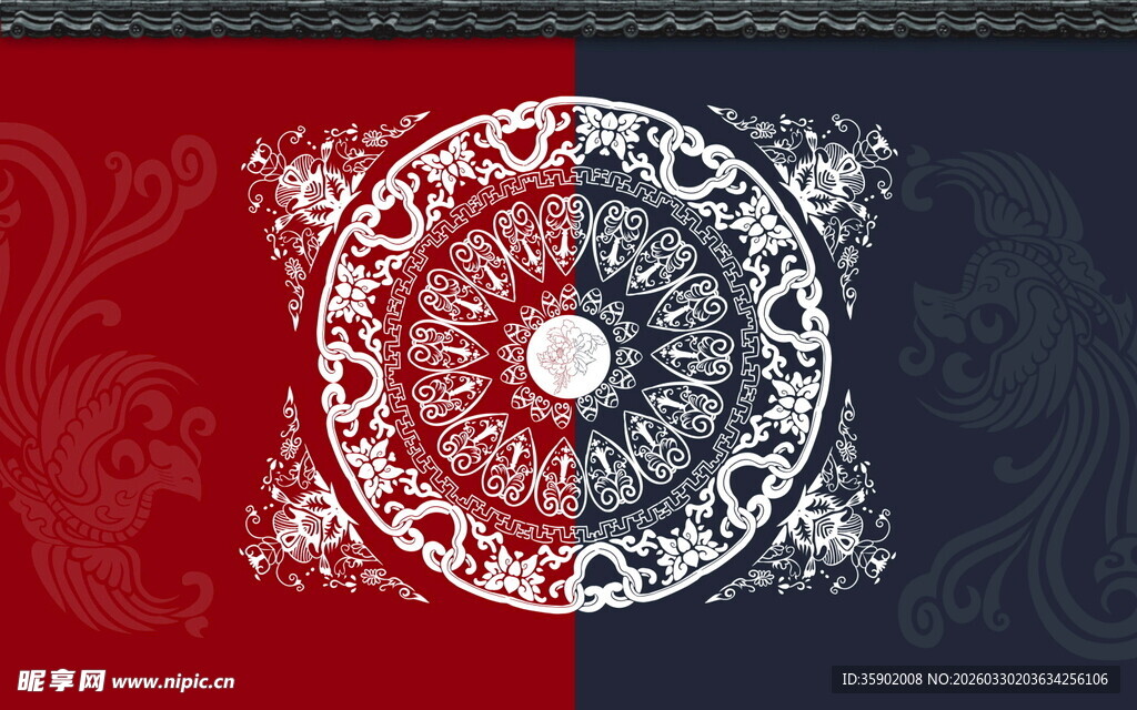 复古花纹圆形图案设计