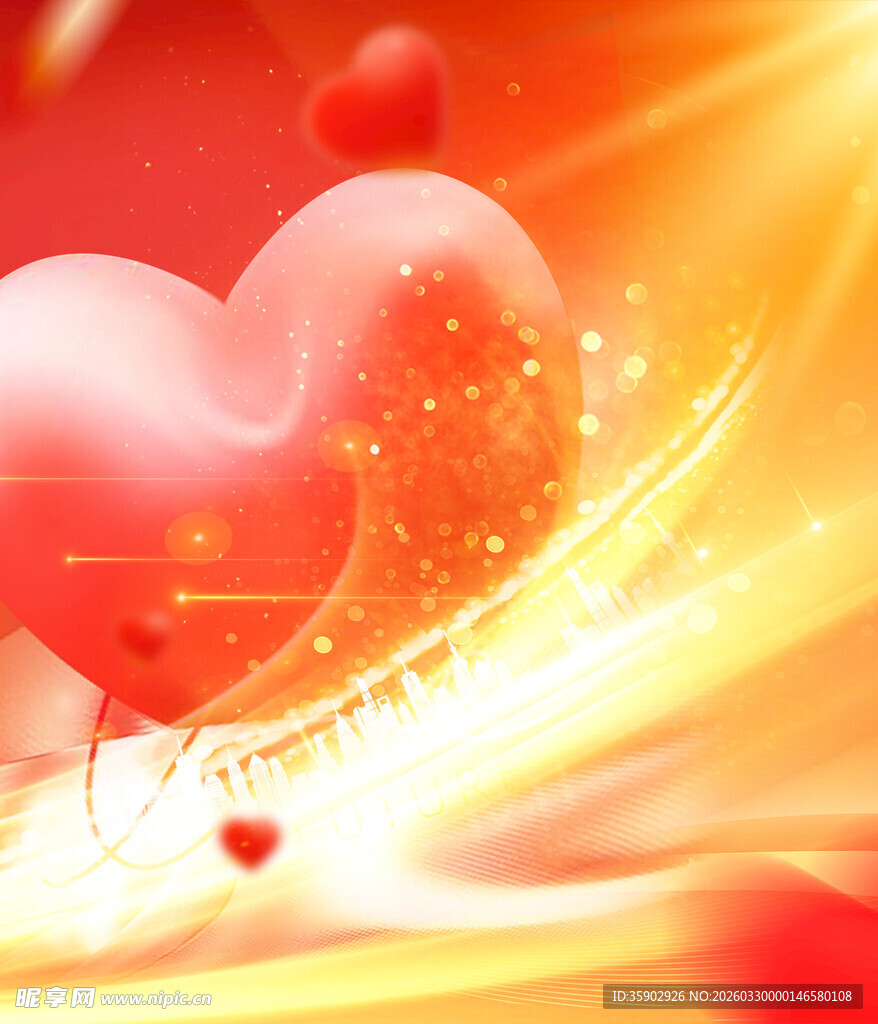 浪漫爱心闪耀梦幻光芒