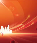 红色城市风光剪影