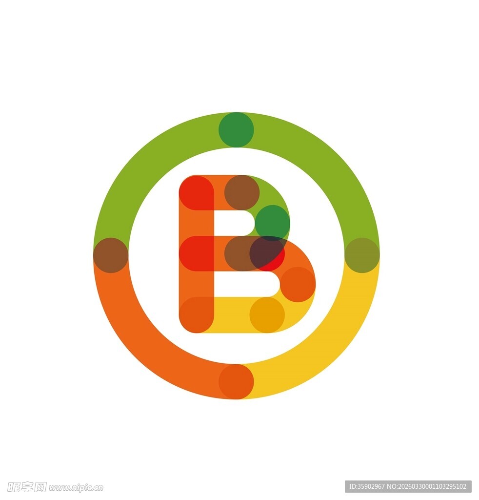 多彩字母B圆形标志设计