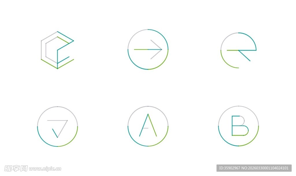 简约多彩几何图标集合