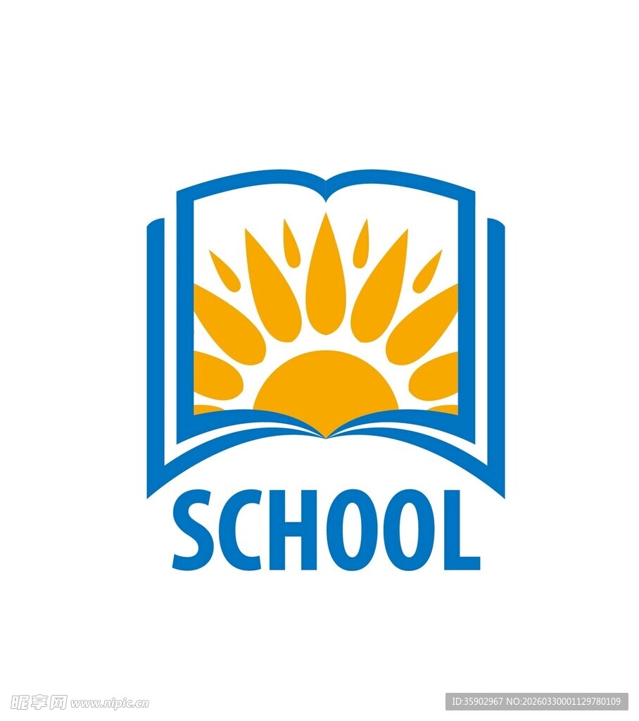 书本太阳标志学校图标